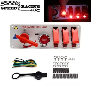 12V Otomatik LED panel Araba Yarışı Ateşleme Motor Çalıştırma On / Off basmalı düğme anahtarı Paneli Yarış ateşleme geçiş anahtarı