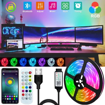 1M-30M Bluetooth USB 5V LED şerit ışık RGB ışıkları Esnek LED Lamba Bant Şerit RGB TV Masaüstü Ekran Arka İşık Diyot Bant
