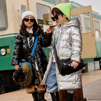 2022 Yeni kış moda Çocuk kız ceket çocuk artı kalın kadife ceket büyük bakire uzun sıcak tutan kaban soğuk kış için