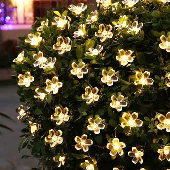 20M 200LED güneş dize ışıkları LED Sakura sokak Garland çim lambası su Geçirmez IP65 Noel yeni yıl dış Aydınlatma dekor