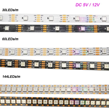 5V 12V WS2812B WS2815 WS2812 akıllı LED şerit 30 60 144 LEDs / m SMD 5050 RGB ışıklı bant Adreslenebilir tam renkli lamba çubuğu IP30 65 67