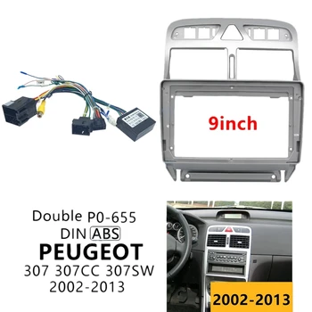 9 İnç 2DİN Araç Gösterge Paneli Çerçeve DVD Navigasyon Paneli Çerçeve CANBUS ile Peugeot 307 için 307CC 307SW 2002-2013