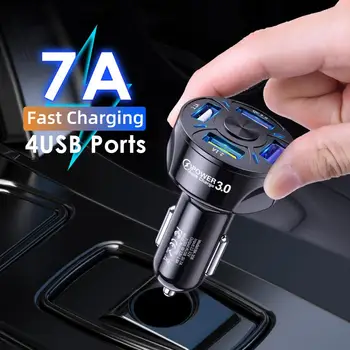Araba şarjı 12V LED Çakmak Araba cep Telefonu Şarj Cihazı Akıllı 4 USB Hızlı şarj adaptörü İçin Huawei Samsung S10