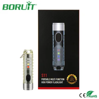 BORUiT S11 Yeni Güçlü LED el feneri Taktik Anahtarlık Flashtorch Taşınabilir Açık mikro usb Şarj Edilebilir Meşale Lambası