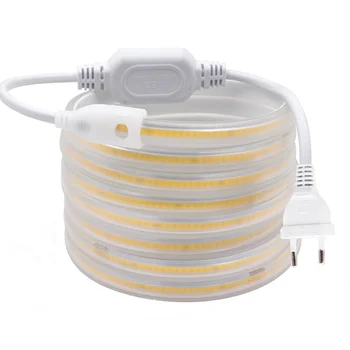COB LED şerit ışık su geçirmez dış dekorasyon 110V 220V 288Leds esnek LED ışıkları beyaz / sıcak beyaz / doğal beyaz koçan bant