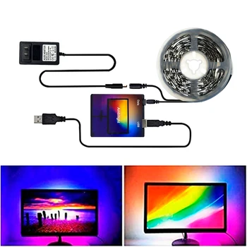 DIY TV PC Rüya Ekran usb'li şerit LED HDTV Bilgisayar Monitörü Masaüstü Arka Adreslenebilir DC5V WS2812B Şerit 1/2/3/4/5m Tam Set