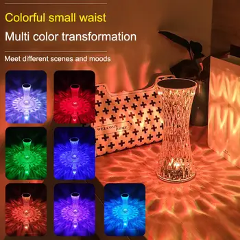 Elmas masa lambası 16 renk LED dokunmatik sensör USB şarj edilebilir kristal dekor ışık çubuğu yatak odası başucu kahve masası gece lambası