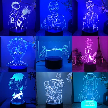 Haikyuu Hinata Shoyo Kenma 3d led yatak odası için lamba manga gece ışıkları anime figürü avatar odası dekor Dekorasyon sevimli hediye