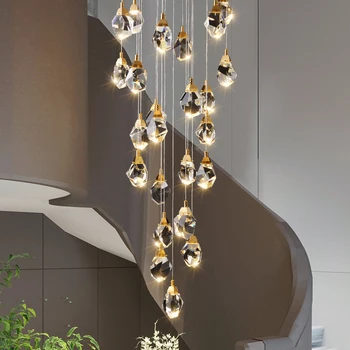 kristal küp avize led iç mekan aydınlatması ev merdiven loft spiral asılı lamba oturma yemek odası yatak odası mutfak dekoru
