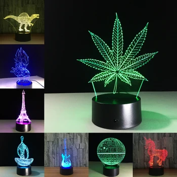LED Illusion 3D Lamba Akçaağaç Yaprağı Sevimli Unicorn Arkadaşlar Hediye Çocuklar Doğum Günü Oyuncakları Sevgililer Aşk Hediye 7 renk değişimi Dekor
