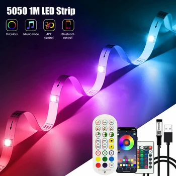 LED Stirp ışık 1 M sadece 2835 5050 dekorasyon yatak odası TV arka plan şerit Fita lamba Bluetooth uzaktan kumanda esnek aydınlatma