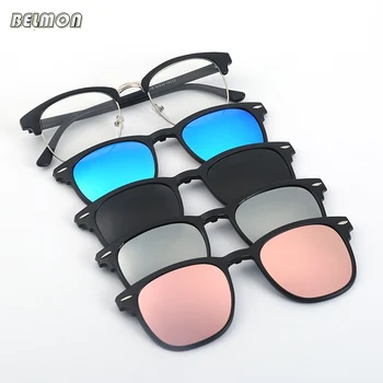 Moda Gözlük Çerçevesi Gözlük Erkekler Kadınlar Polarize güneş gözlüğü üzerinde klip Manyetik Gözlük Erkek Miyopi Optik RS2218