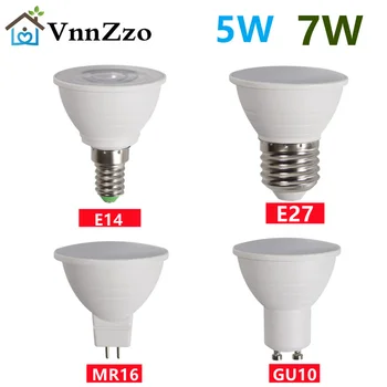 VnnZzo E27 LED Spot ışık GU10 LED ampul 5 W E14 LED lamba 220 V Spot MR16 7 W Lampada mısır ampul gu 10 ampul 2835