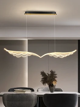 Yemek odası LED avize sanat yaratıcı kanat Modern çalışma stüdyosu Cafe altın parlaklık kolye lamba Nordic ışık lüks asılı lambalar
