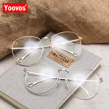 Yoovos 2021 Gözlük Çerçevesi Kadın Yuvarlak Büyük Boy Gözlük Çerçevesi Büyük Düz Ayna Gözlük Erkekler / Kadınlar Büyük Çerçeve Ayna Gafas